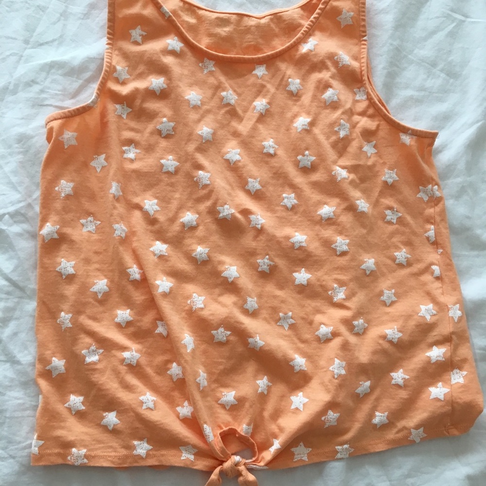 Orange Tied Tank Top with White Stars